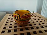 Productreview foto van klant - Scheepjes Yarn Bowl Yellow Strip - Mangohout met Schildering - 11x12,5cm