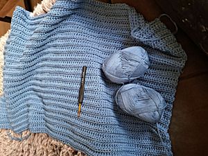 Productreview foto van klant - DROPS Safran Uni Colour - 06 denimblauw - Katoen Garen
