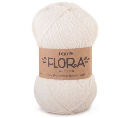 Drops Flora Uni Colour - 01 naturel - Wol Garen