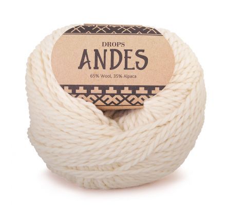 DROPS Andes 0100 naturel (Uni Colour) - Alpacawol Garen