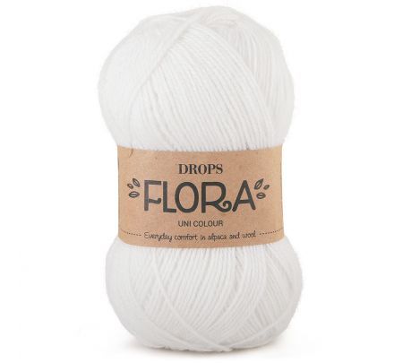 DROPS Flora Uni Colour - 02 wit - Wol Garen