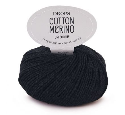 DROPS Cotton Merino Uni Colour - 02 zwart - Wol/Katoen Garen