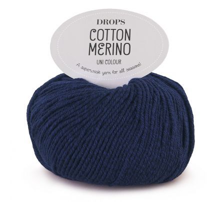 DROPS Cotton Merino Uni Colour - 08 marineblauw - Wol/Katoen Garen