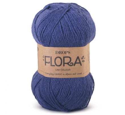 Drops Flora Uni Colour - 10 indigo blauw - Wol Garen