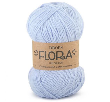 Drops Flora Uni Colour - 14 ijsblauw - Wol Garen