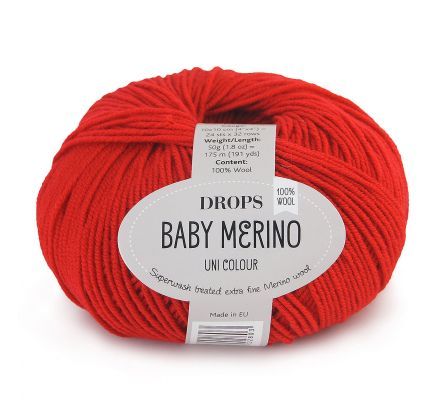 DROPS Baby Merino Uni Colour - 16 rood - Wol & Garen