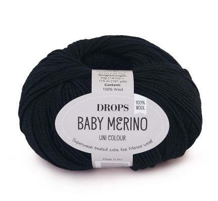 DROPS Baby Merino Uni Colour - 21 zwart - Wol & Garen