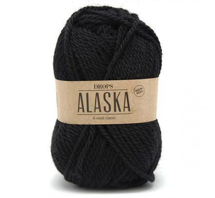 Drops Alaska 06 zwart / black (Uni Colour) - Puur wolgaren