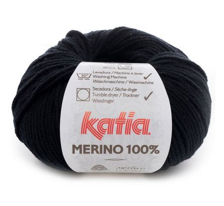 Katia Merino 100% - 02 zwart - Merinowol Garen