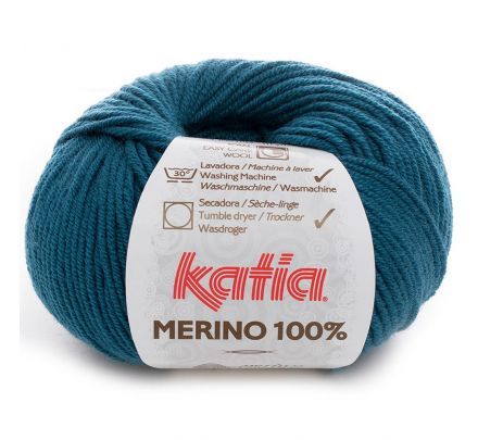Katia Merino 100% - 34 petrolblauw / groenblauw - Wol Garen