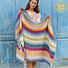 Patroon Gebreide Deken "Jalisco" met strepen en franjes - Drops Design