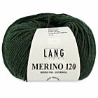 Lang Yarns Merino 120 - 398 donkergroen mix - Merinowol Garen