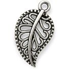 Bedeltje Leaf Texture Blaadje - 17 x 10 mm - Antiek Zilver