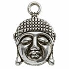 Bedeltje Boeddha Gezicht - Antiek Zilver Bedels