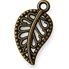 Bedeltje Leaf Texture Blaadje - 17 x 10 mm - Antiek Brons