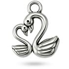 Bedeltje Zwanenliefde - 15 x 12 mm - Antiek Zilver Bedels