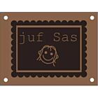 Leren Label Juf Sas - 4 x 3 cm