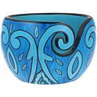 Scheepjes Yarn Bowl Blue Leaf - Mangohout met Schildering - 11x12,5cm