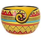 Scheepjes Yarn Bowl Yellow Strip - Mangohout met Schildering - 11x12,5cm