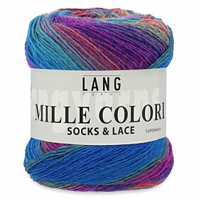 Lang Yarns Mille Colori Socks & Lace 06 blauw/paars/groen - Wol Garen