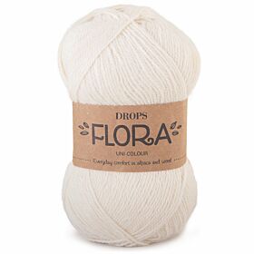 Drops Flora Uni Colour - 01 naturel - Wol Garen