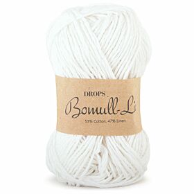 DROPS Bomull-Lin Uni Colour - 01 wit - Katoen/Linnen Garen