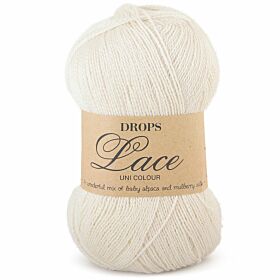 DROPS Lace Uni Colour - 0100 naturel - Alpaca/Zijde Garen