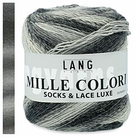 Lang Yarns Mille Colori Socks en Lace Luxe 03 granietgrijs kleurverloop - Wol Garen