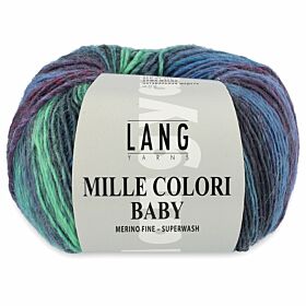 Lang Yarns Mille Colori Baby 33 jeansblauw/groen/aubergine meerkleurig - Merinogaren