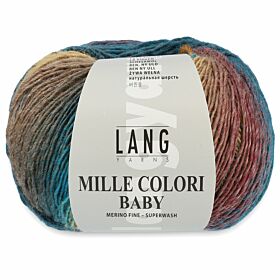 Lang Yarns Mille Colori Baby 57 bruin/geel/blauw / multicolour - Merinogaren