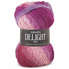 DROPS Delight Print - 06 roze/paars - Wol Garen
