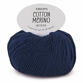 DROPS Cotton Merino Uni Colour - 08 marineblauw - Wol/Katoen Garen