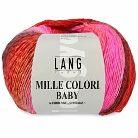 Lang Yarns Mille Colori Baby 85 roze/rood/bruin - Merinogaren