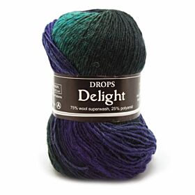 DROPS Delight Print - 09 turkoois/paars - Wol Garen