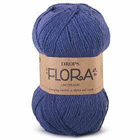 Drops Flora Uni Colour - 10 indigo blauw - Wol Garen