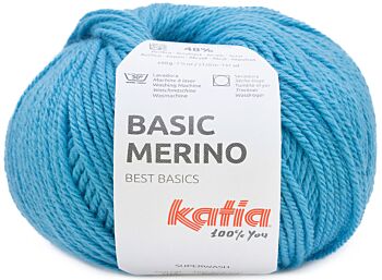Katia Basic Merino - 104 cyaanblauw - Wol/Acryl Garen 1