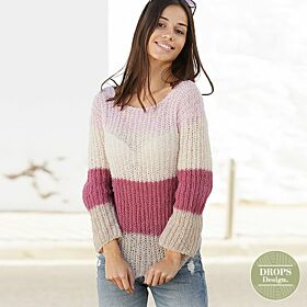 Patroon Gebreide Trui "Manuela" in Drops Brushed Alpaca Silk garen