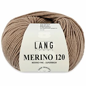 Lang Yarns Merino 120 - 126 grijsbruin / donkerbeige - Merinowol Garen