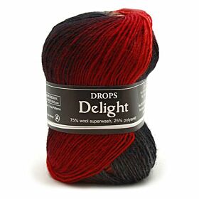 DROPS Delight Print - 13 rood/oranje/grijs - Wol Garen