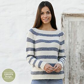 Patroon Gebreide Trui met raglan en strepen - streeppatroon