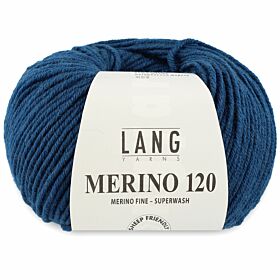 Lang Yarns Merino 120 - 133 petroleum / staalblauw - Merinowol Garen