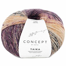 Katia Concept Taika Socks 151 paars geel - Sokkengaren