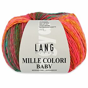 Lang Yarns Mille Colori Baby 152 rood/petrol/oranje - Merinogaren