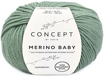Katia Concept Merino Baby - 157 donker saliegroen - Wol Garen 1
