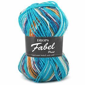 DROPS Fabel Print - 162 blue sea - Wol & Garen