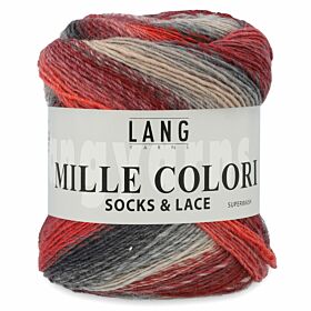 Lang Yarns Mille Colori Socks & Lace 170 rood/grijs - Wol Garen