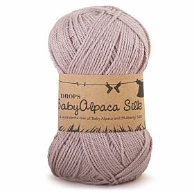DROPS BabyAlpaca Silk Uni Colour - 1760 licht grijs/paars - Wol & Garen