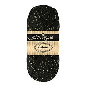 Scheepjes Catona Shine - 110 Jet Black - Gold - Katoengaren met Glitterdraad 1