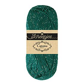 Scheepjes Catona Shine - 401 Dark Teal - Silver - Katoengaren met Glitterdraad 1