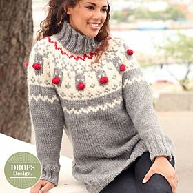 Dames Patroon Gebreide Kersttrui Rudolph - Drops Design